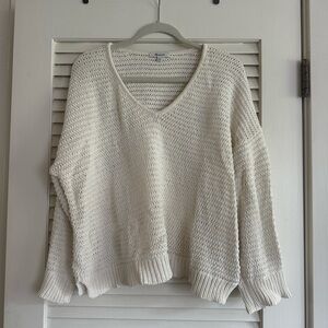 Madewell Cream V-Neck Cotton Sweater